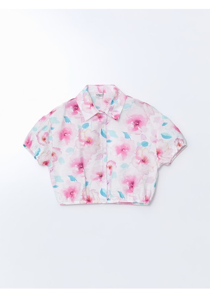 Yeni Sezon Cicekli Kiz Cocuk Crop Gomlek - S58889Z4