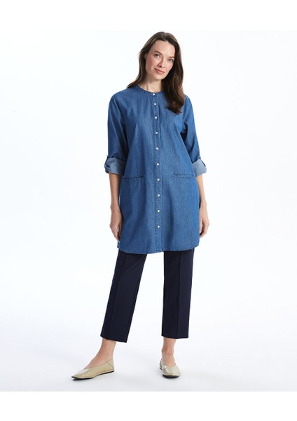 Yeni Sezon Bisiklet Yaka Kadin Jean Tunik - S5GI08Z8