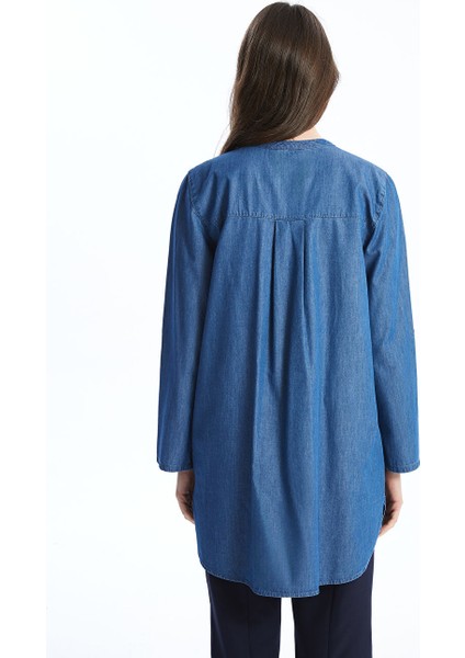 Yeni Sezon Bisiklet Yaka Kadin Jean Tunik - S5GI08Z8
