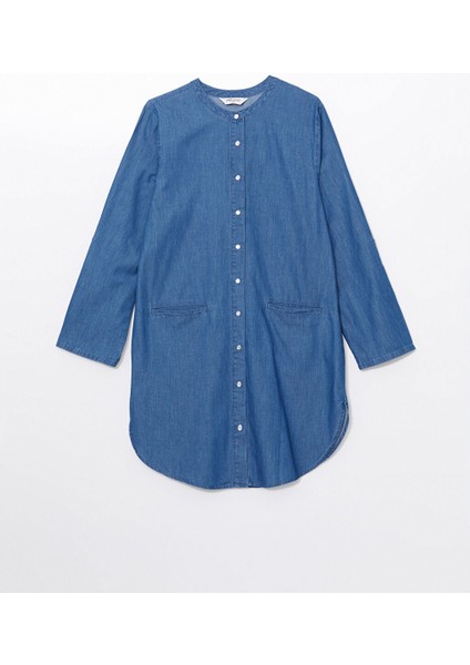 Yeni Sezon Bisiklet Yaka Kadin Jean Tunik - S5GI08Z8