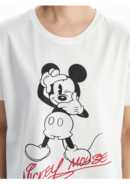 Yeni Sezon Bisiklet Yaka Mickey Mouse Baskili Kadin Pijama Takimi - S5CE65Z8 modelleri