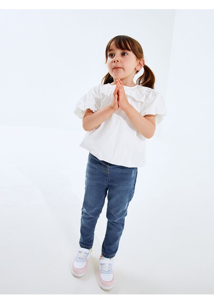 Yeni Sezon Bisiklet Yaka Balon Kollu Kiz Bebek Gomlek - S4CQ94Z1