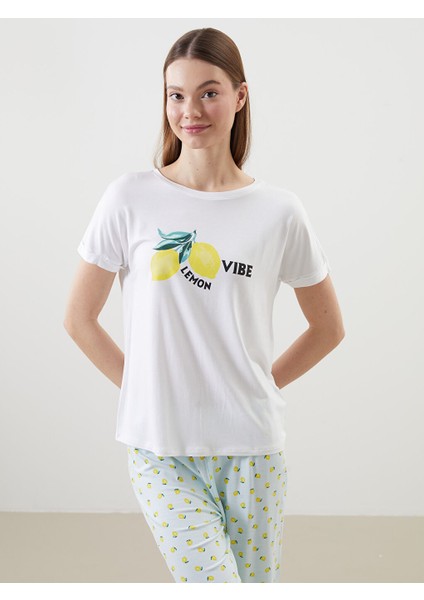 Yeni Sezon Bisiklet Yaka Baskili Kadin Pijama Takimi - S5EP13Z8 fiyatları