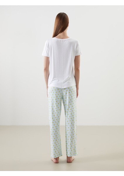 Yeni Sezon Bisiklet Yaka Baskili Kadin Pijama Takimi - S5EP13Z8 fırsatları
