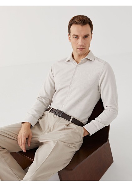 Yeni Sezon Slim Fit Uzun Kollu Armurlu Erkek Gomlek - S50980Z8