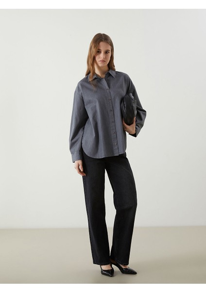 Yeni Sezon Oversize Kadin Jean Gomlek - S5LN69Z8