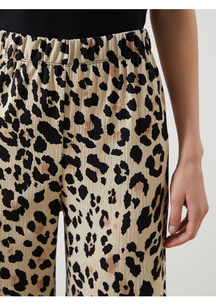 Yeni Sezon Beli Lastikli Leopar Desenli Kadin Pantolon - S5AH04Z8 modelleri