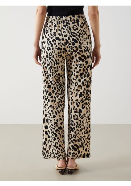 Yeni Sezon Beli Lastikli Leopar Desenli Kadin Pantolon - S5AH04Z8 fırsatları