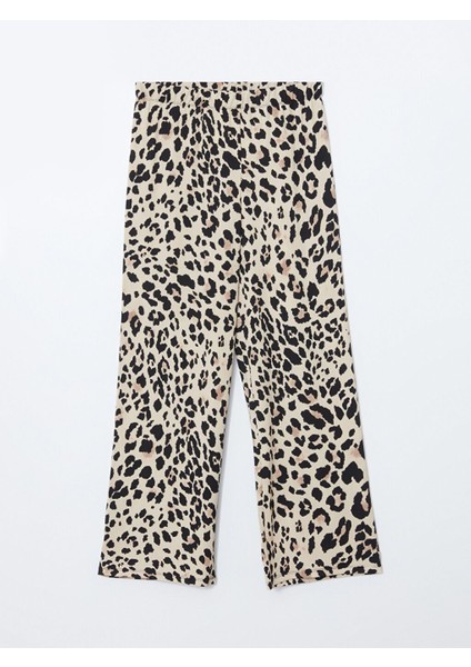 Yeni Sezon Beli Lastikli Leopar Desenli Kadin Pantolon - S5AH04Z8 indirimleri