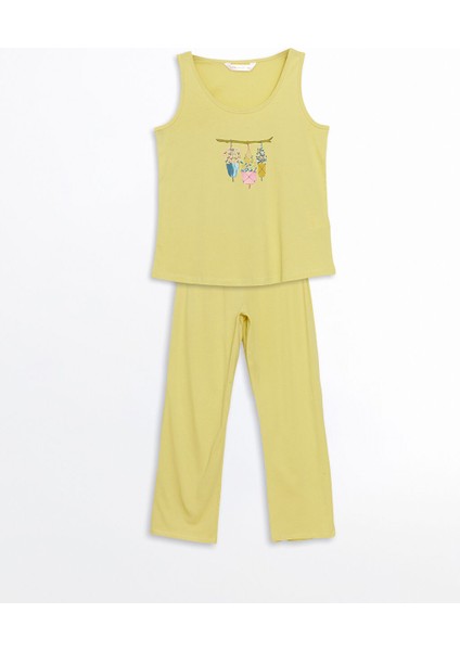 Yeni Sezon U Yaka Baskili Kadin Pijama Takimi - S5EP78Z8 fiyatları