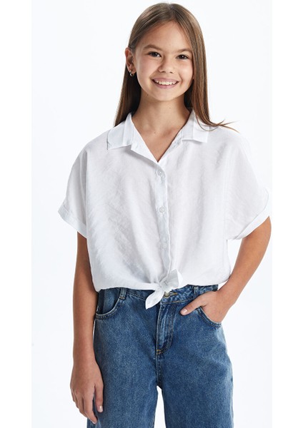 Yeni Sezon Basic Kisa Kollu Kiz Cocuk Crop Gomlek - S55975Z4