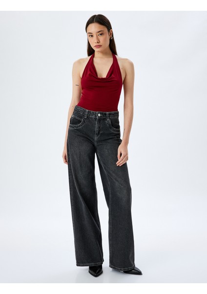 Yeni Sezon Degaje Yaka Kolsuz Slim Fit Bluz