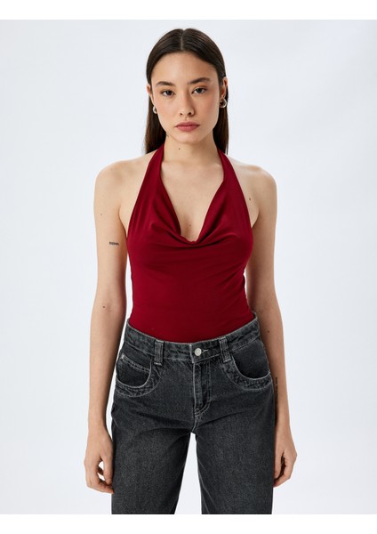 Yeni Sezon Degaje Yaka Kolsuz Slim Fit Bluz