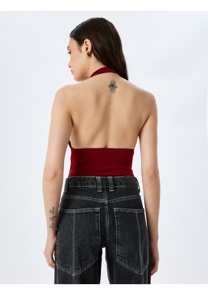 Yeni Sezon Degaje Yaka Kolsuz Slim Fit Bluz