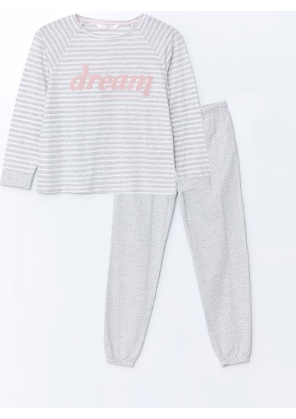 Yeni Sezon Bisiklet Yaka Cizgili Kadin Pijama Takimi - S57019Z8