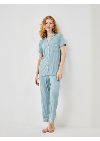 Yeni Sezon Gomlek Yaka Kadin Pijama Takimi - S52990Z8
