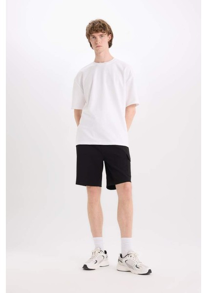 Yeni Sezon Regular Fit Düz Paça Kargo Cepli Basic Düz Şort