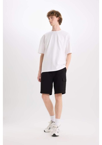Yeni Sezon Regular Fit Düz Paça Kargo Cepli Basic Düz Şort
