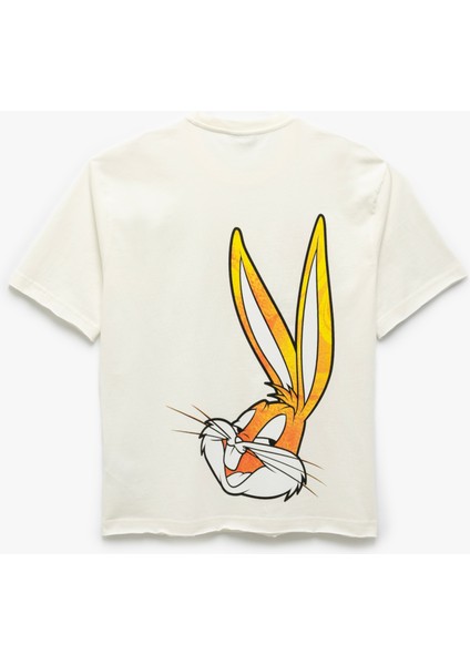 Yeni Sezon Arkası Baskılı Bisiklet Yaka Kısa Kollu Pamuklu Lisanslı Bugs Bunny Tişört fırsatları