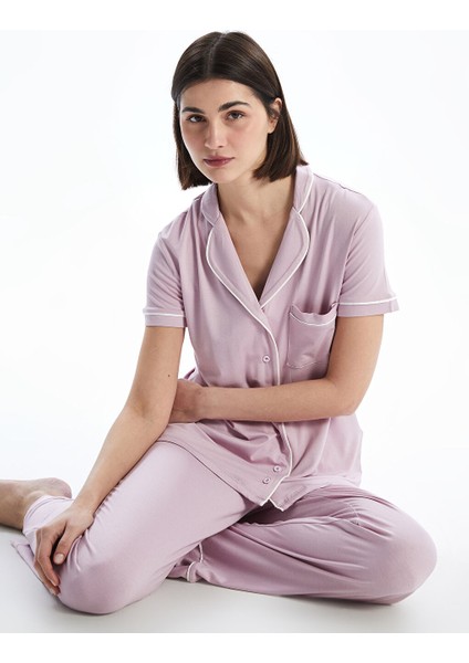 Yeni Sezon Gomlek Yaka Kadin Pijama Takimi - S52990Z8