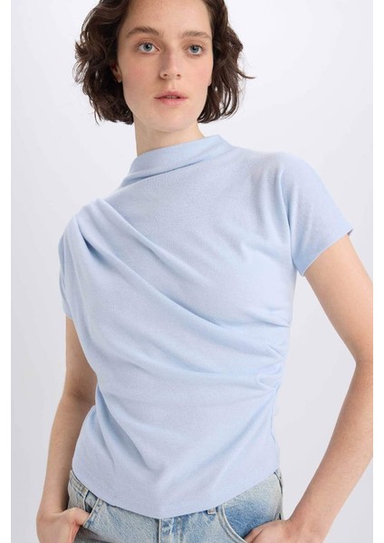 Yeni Sezon Slim Fit Dar Kesim Bisiklet Yaka Basic Düz Ribana Kısa Kollu Tişört fırsatları
