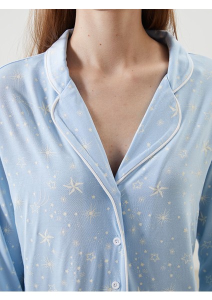 Yeni Sezon Gomlek Yaka Desenli Kadin Pijama Takimi - S5DA88Z8 modelleri