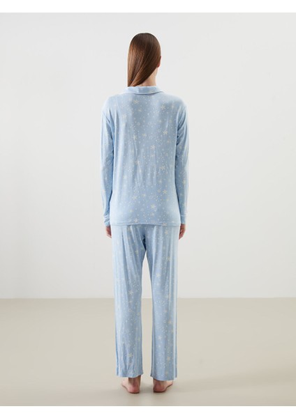 Yeni Sezon Gomlek Yaka Desenli Kadin Pijama Takimi - S5DA88Z8 fırsatları