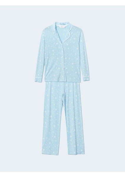 Yeni Sezon Gomlek Yaka Desenli Kadin Pijama Takimi - S5DA88Z8 indirimleri