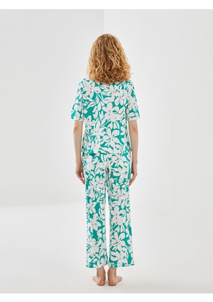 Yeni Sezon Gomlek Yaka Cicekli Kadin Pijama Takimi - S59605Z8 fırsatları