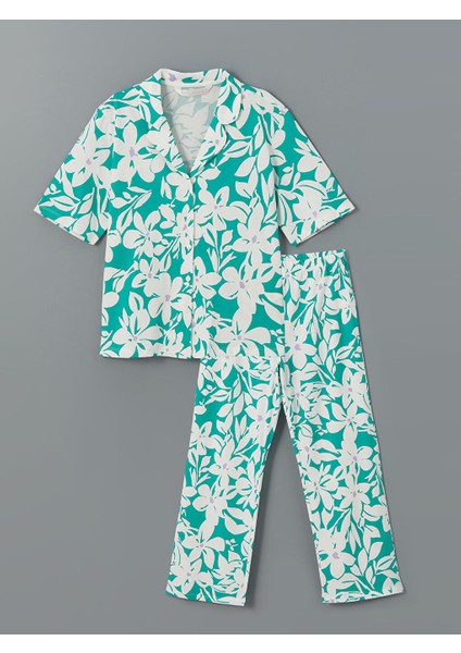Yeni Sezon Gomlek Yaka Cicekli Kadin Pijama Takimi - S59605Z8 indirimleri