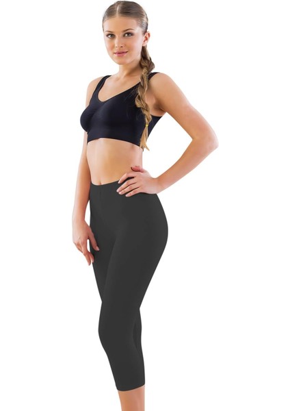 Modlive Siyah Mı Emay 7300 Battal Kapri Tayt