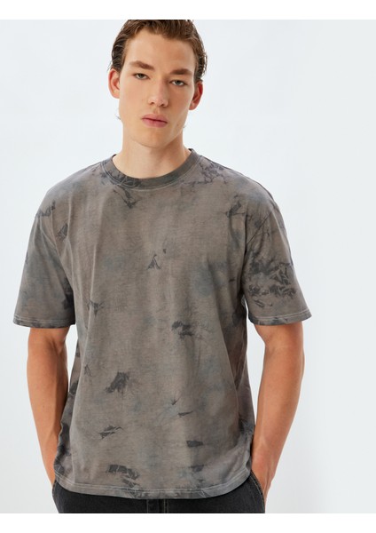 Yeni Sezon Oversize Tişört Batik Desenli Kısa Kollu Bisiklet Yaka Pamuklu
