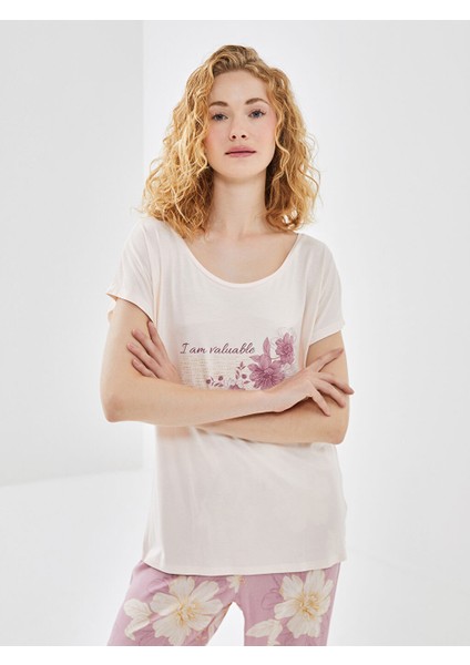 Yeni Sezon Bisiklet Yaka Cicekli Kadin Pijama Takimi - S53526Z8