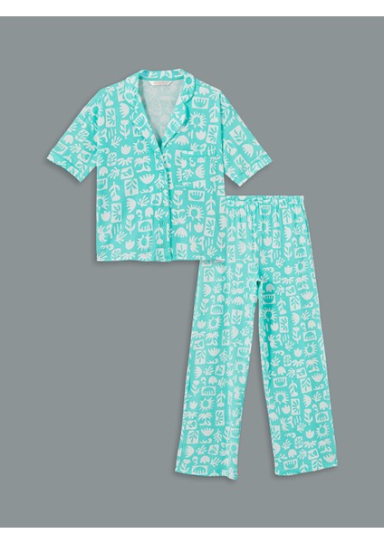 Yeni Sezon Gomlek Yaka Desenli Kadin Pijama Takimi - S5CU69Z8 indirimleri