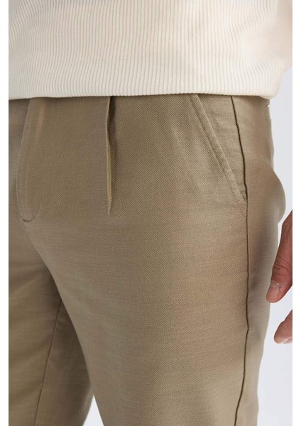 Yeni Sezon %100 Pamuk Relax Fit Rahat Kesim Düz Paça Keten Görünümlü Yazlık Kumaş Pantolon