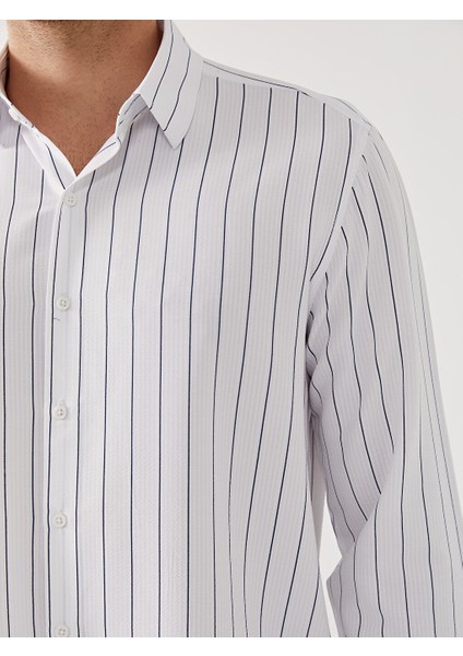 Yeni Sezon Slim Fit Uzun Kollu Cizgili Erkek Gomlek - S55731Z8 modelleri
