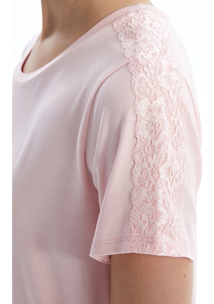 Yeni Sezon Bisiklet Yaka Cicekli Kadin Pijama Takimi - S5AH23Z8 modelleri