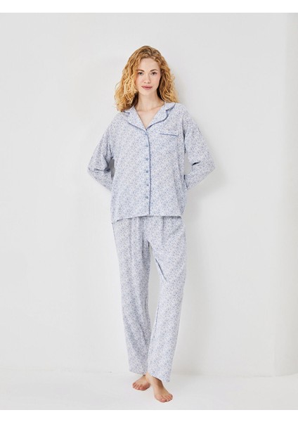 Yeni Sezon Gomlek Yaka Desenli Kadin Pijama Takimi - S5CP61Z8 fiyatları