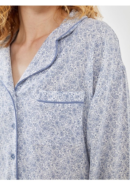 Yeni Sezon Gomlek Yaka Desenli Kadin Pijama Takimi - S5CP61Z8 modelleri