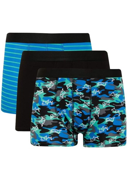Yeni Sezon Regular Fit Kamuflaj Desenli 3'lü Boxer