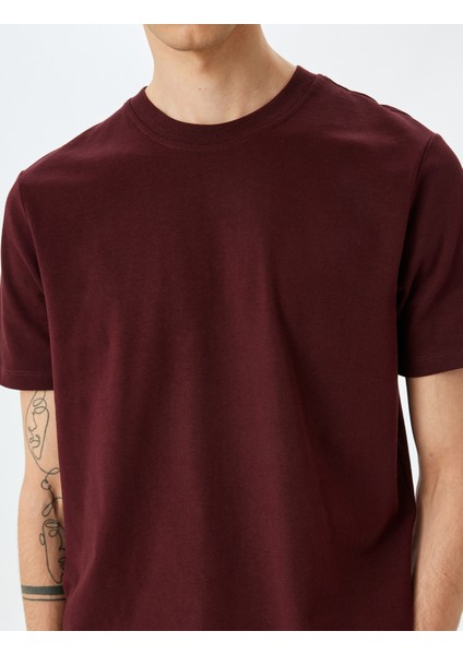 Yeni Sezon Bisiklet Yaka Pamuklu Tok Kumaş Regular Fit Basic Kısa Kollu Tişört indirimleri