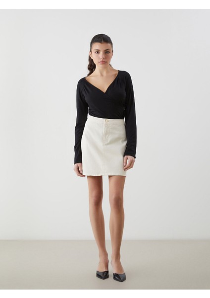 Yeni Sezon Standart Fit Kadin Jean Etek - S5N066Z8