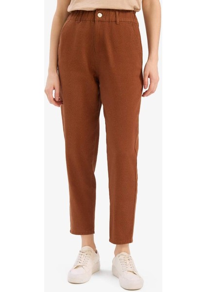 Yeni Sezon Paperbag Gabardin Kumaş Pantolon Cepli Standart Paça