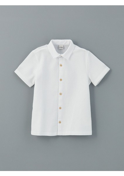 Yeni Sezon Kisa Kollu Dokulu Erkek Cocuk Gomlek - S5DO27Z4