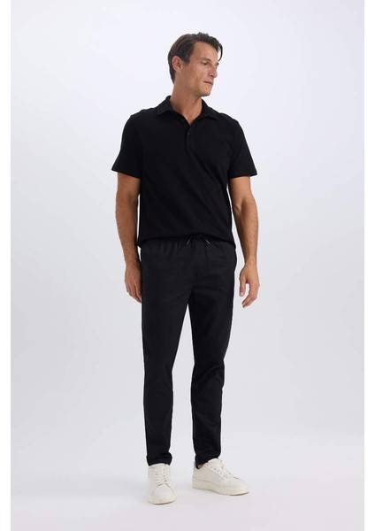 Yeni Sezon %100 Pamuk Yazlık Jogger Chino Pantolon Beli Bağcıklı Cepli Düz Paça