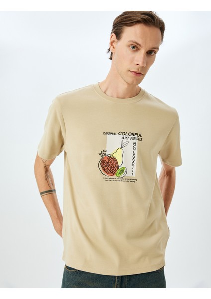 Yeni Sezon Bisiklet Yaka Pamuklu Regular Fit Tok Kumaş Kısa Kollu Baskılı Tişört