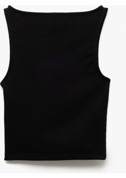 Yeni Sezon Kayık Yaka Kolsuz Kaşkorse Crop Üst