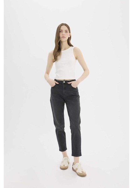 Yeni Sezon Lina Comfort Mom Normal Bel Düz Paça Jean Kar Yıkamalı Pantolon fırsatları