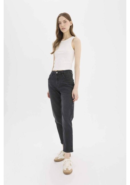 Yeni Sezon Lina Comfort Mom Normal Bel Düz Paça Jean Kar Yıkamalı Pantolon indirimleri