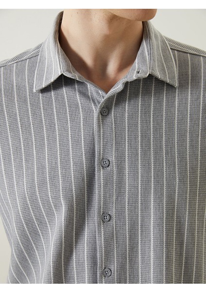 Yeni Sezon Regular Fit Kisa Kollu Cizgili Erkek Gomlek - S5FD83Z8